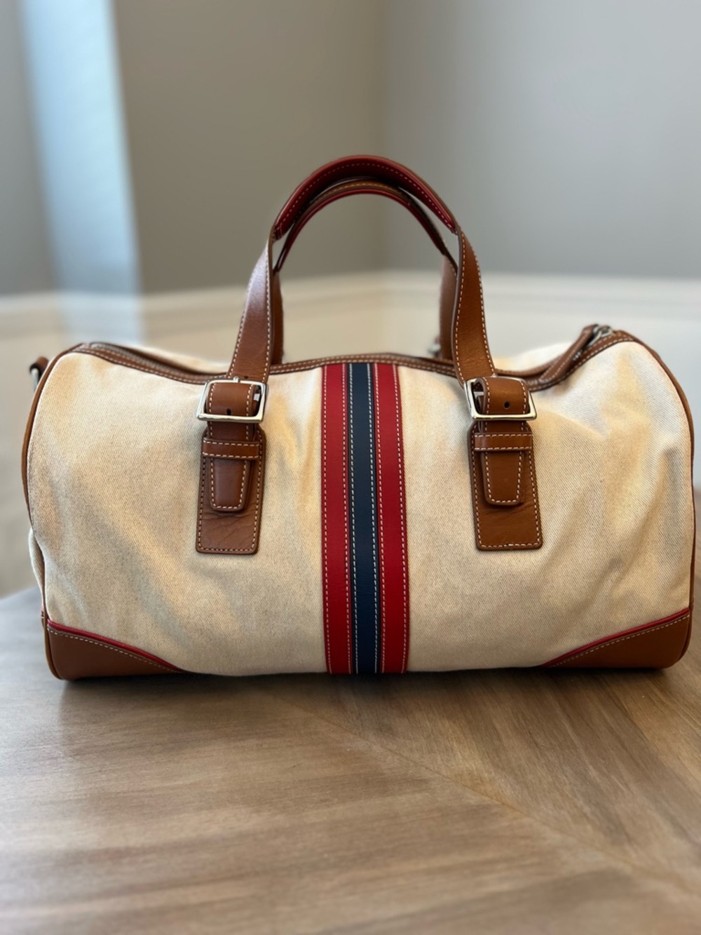 Vintage Coach Canvas Striped Duffle 6049